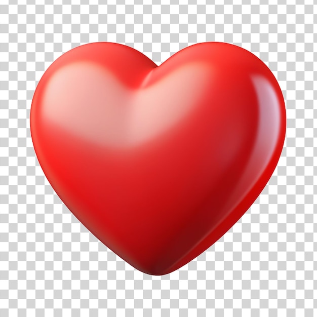 3d red heart isolated on transparent background