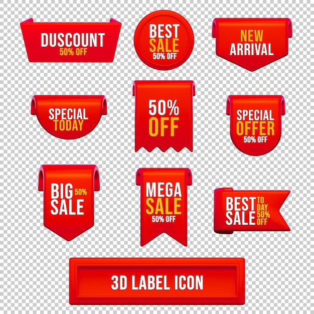 3d red label discount promotion banner template