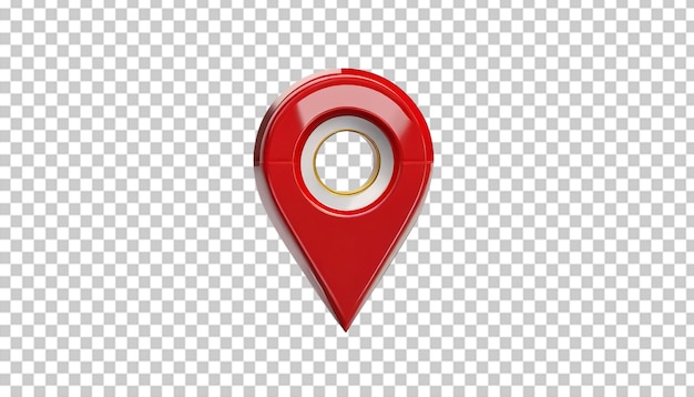 3D Red Map Pointer Icon Isolated on Transparent Background