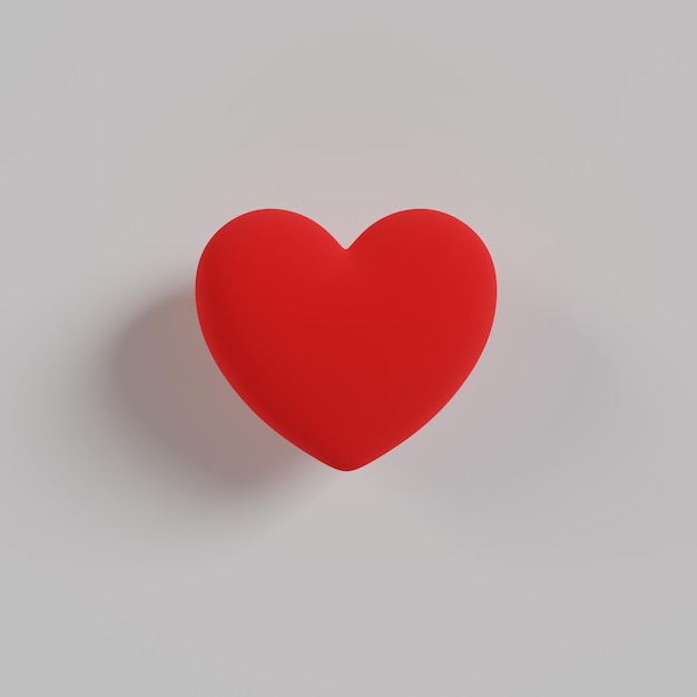 3d red matte heart on a white background