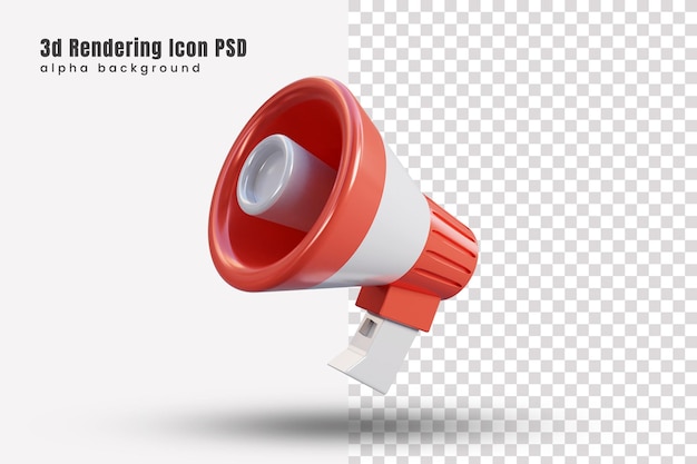 3d red megaphone icon or 3d speaker icon or 3d load speaker icon