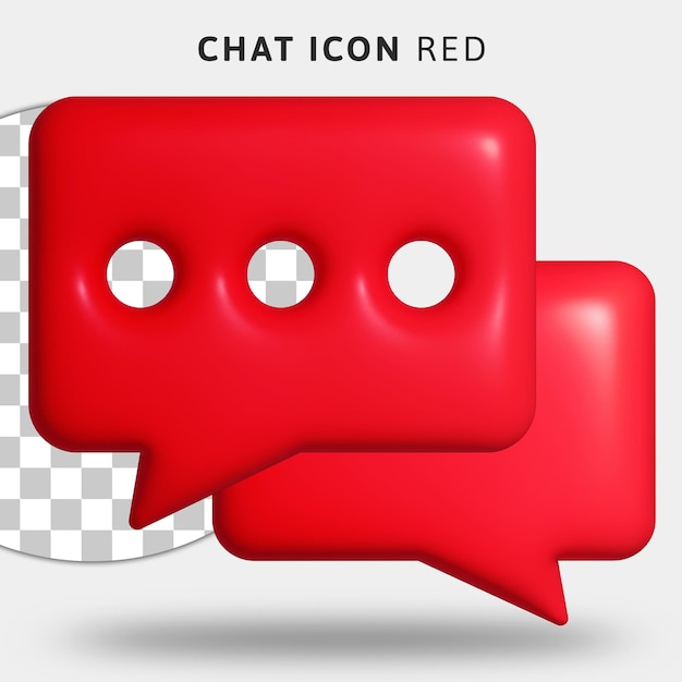 PSD 3d red message icon on transparent background