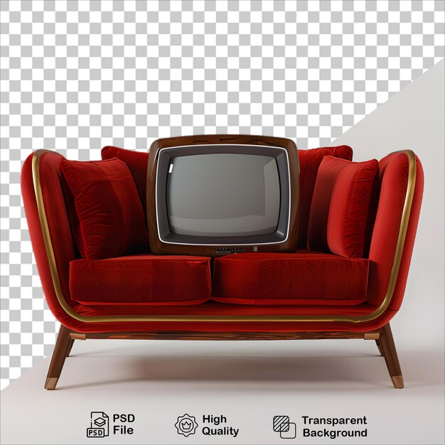 3d Red Sofa and Wooden TV