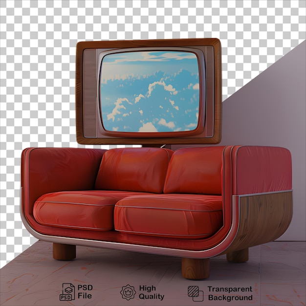 3d Red Sofa and Wooden TV