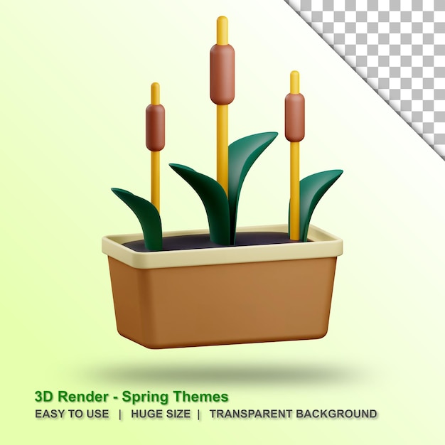 3d Reeds illustration with transparent background