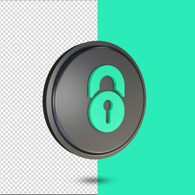 3d rendaring lock icon isolated