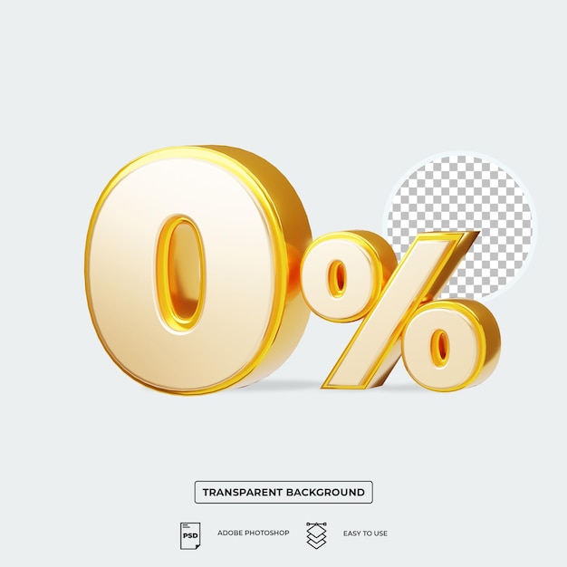 3d render 0% off discount isolated in psd easy to composite