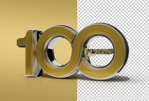 3D Render 100 Years Celebration Transparent Psd File.