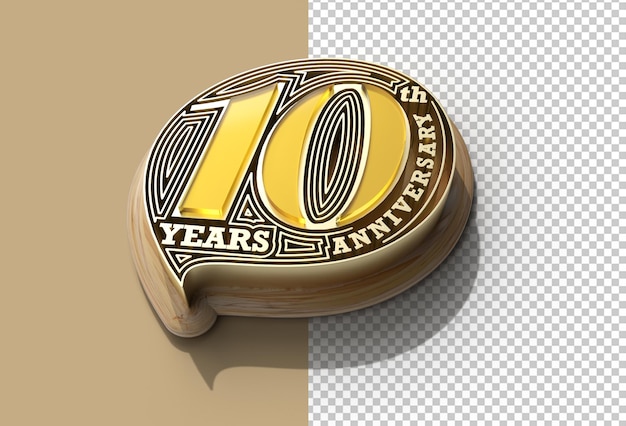 PSD 3d render 10th years anniversary celebration transparent psd file.