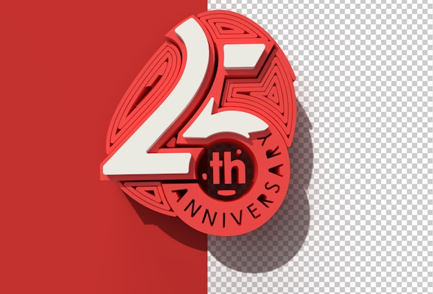 3D Render 25th Years Anniversary Celebration Transparent Psd File