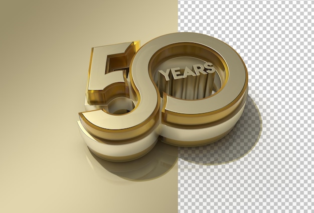 PSD 3d render 50 years celebration transparent psd file.