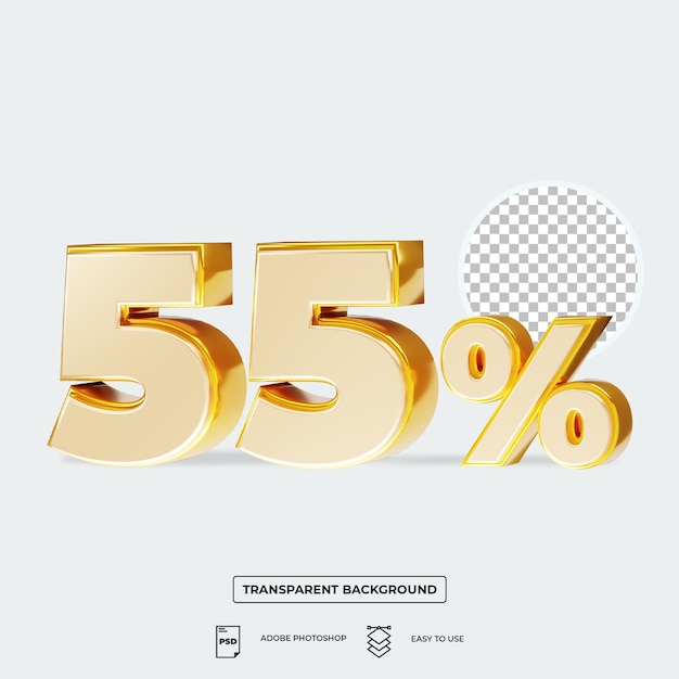 3d render 55% off discount isolated in psd easy to composite