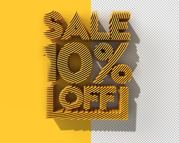 3D Render Abstract 1 Sale OFF Discount Banner Transparent PSD File