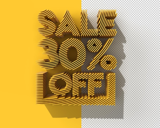 3D Render Abstract 30 Percent Sale OFF Discount Banner Transparent PSD File