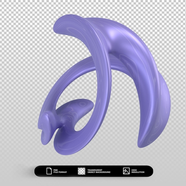 3d render abstract shape metallic blue isolated