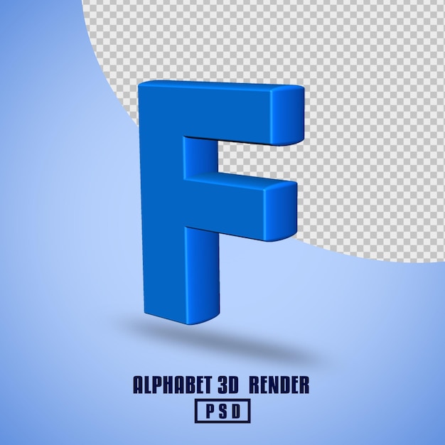 3D render alphabet blue color