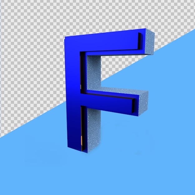 3D RENDER ALPHABET BLUE F