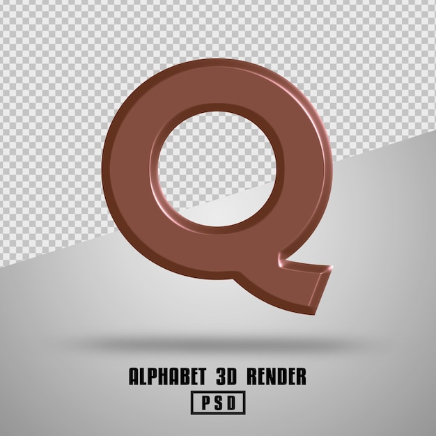 3D render Alphabet copper color