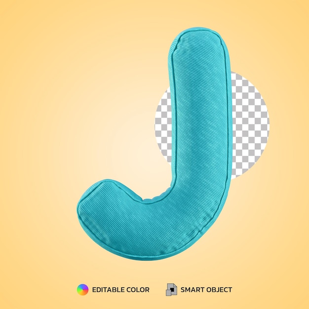 3d render alphabet cushion pillow letter j shape