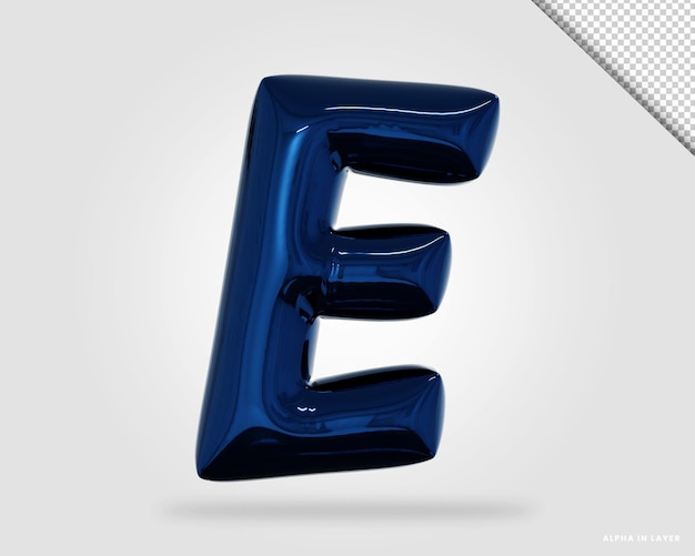 3d render alphabet letter E balloon style