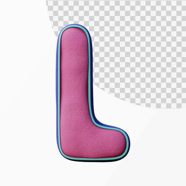 3d render of alphabet letter fabric render style