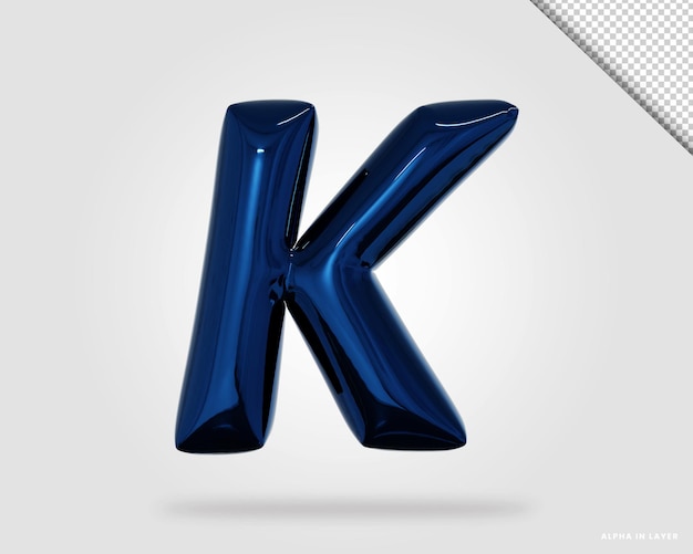 3d render alphabet letter K balloon style