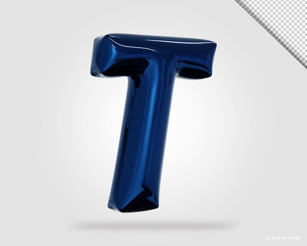 3d render alphabet letter T balloon style