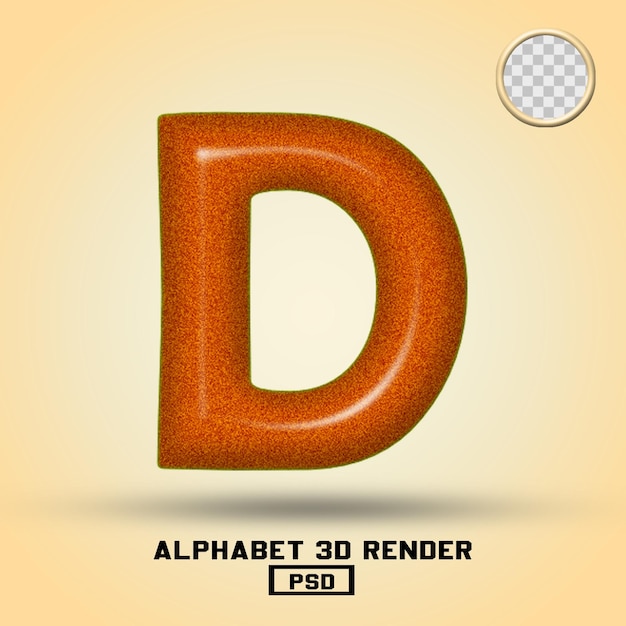 3D render alphabet orange noise color