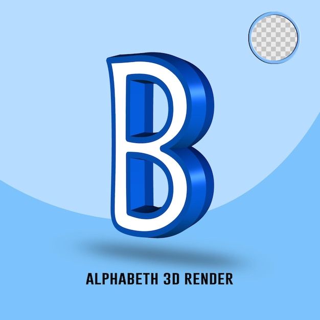 3D render Alphabet white blue color