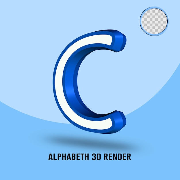 3D render Alphabet white blue color