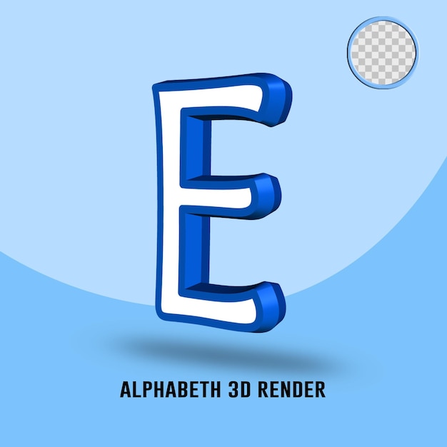 3D render Alphabet white blue color