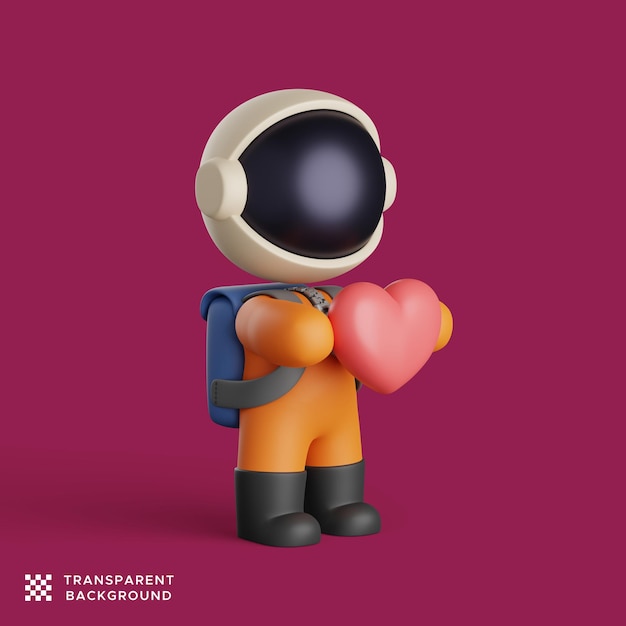 3d render of astronaut giving love to someone. cute character