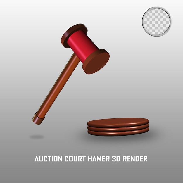 PSD 3d render auction court hammer psd