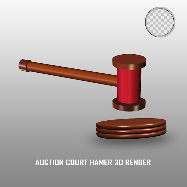 3D render auction court hammer psd