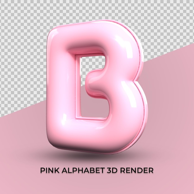 3D render B alphabet pink plastic cute