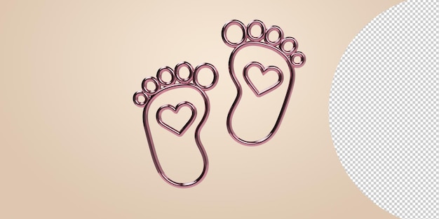 3D Render Baby foot bare foot heart icon Transparent Background PNG   Baby Feet, Footprint, Hearts