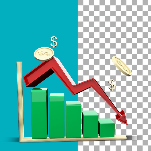 PSD 3d render background chart going fall and welcome crisis