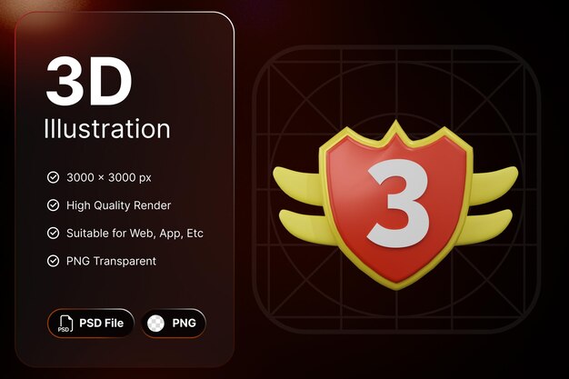 3D Render Badge 3 Achievement Badges Concept Modern Design