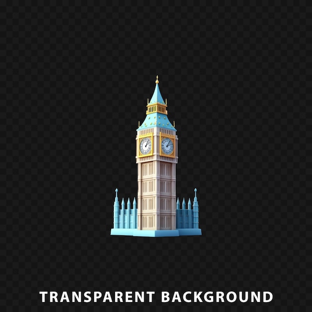 3D Render big ben isolated on transparent background