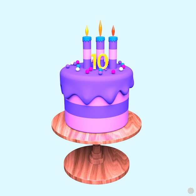 3d render birthday cake pastel color copy space isolated illustration