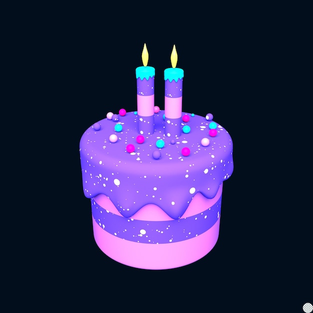 PSD 3d render birthday cake pastel color copy space isolated illustration