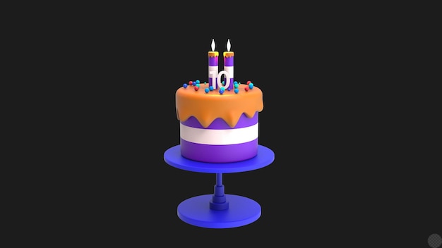 3d render birthday cake with stand pastel color copy space isolated illustration