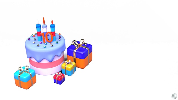 3d render birthday gift box copy space isolated