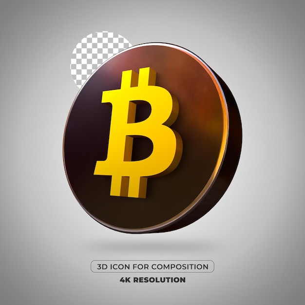 3D render bitcoin icon isolated