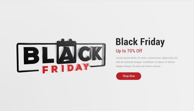 PSD 3d render black friday sale banner for advertising