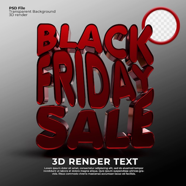 3D render black friday  text discount flash sale Red color