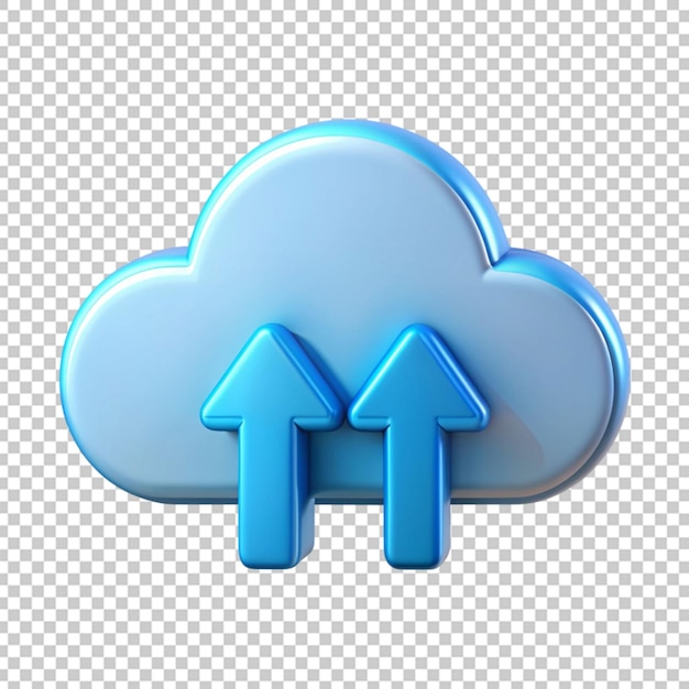 3D render blue cloud storage symbol