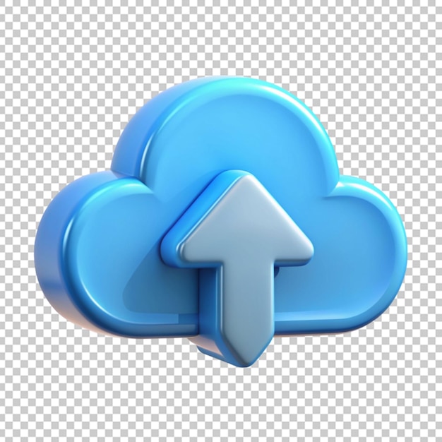 3D render blue cloud storage symbol