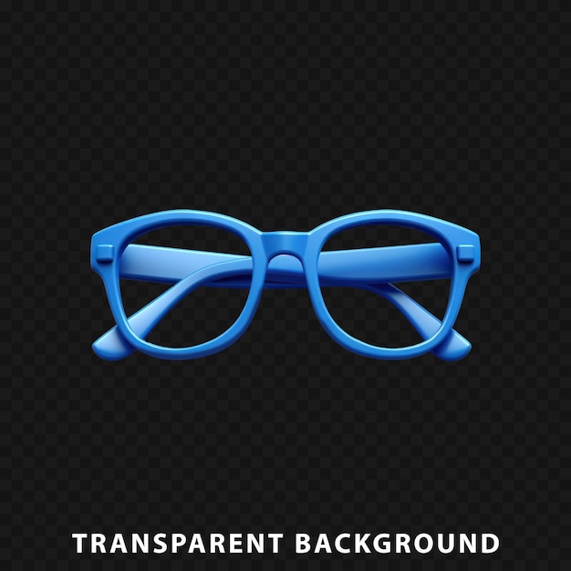 3D Render blue glasses isolated on transparent background