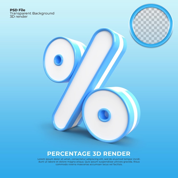 3D render Blue layer percentage